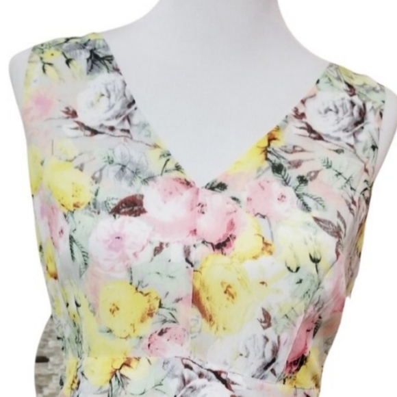 🆕️⬇️Joan Vass Yellow Rose Multi Floral Maxi Dress - Picture 2 of 8